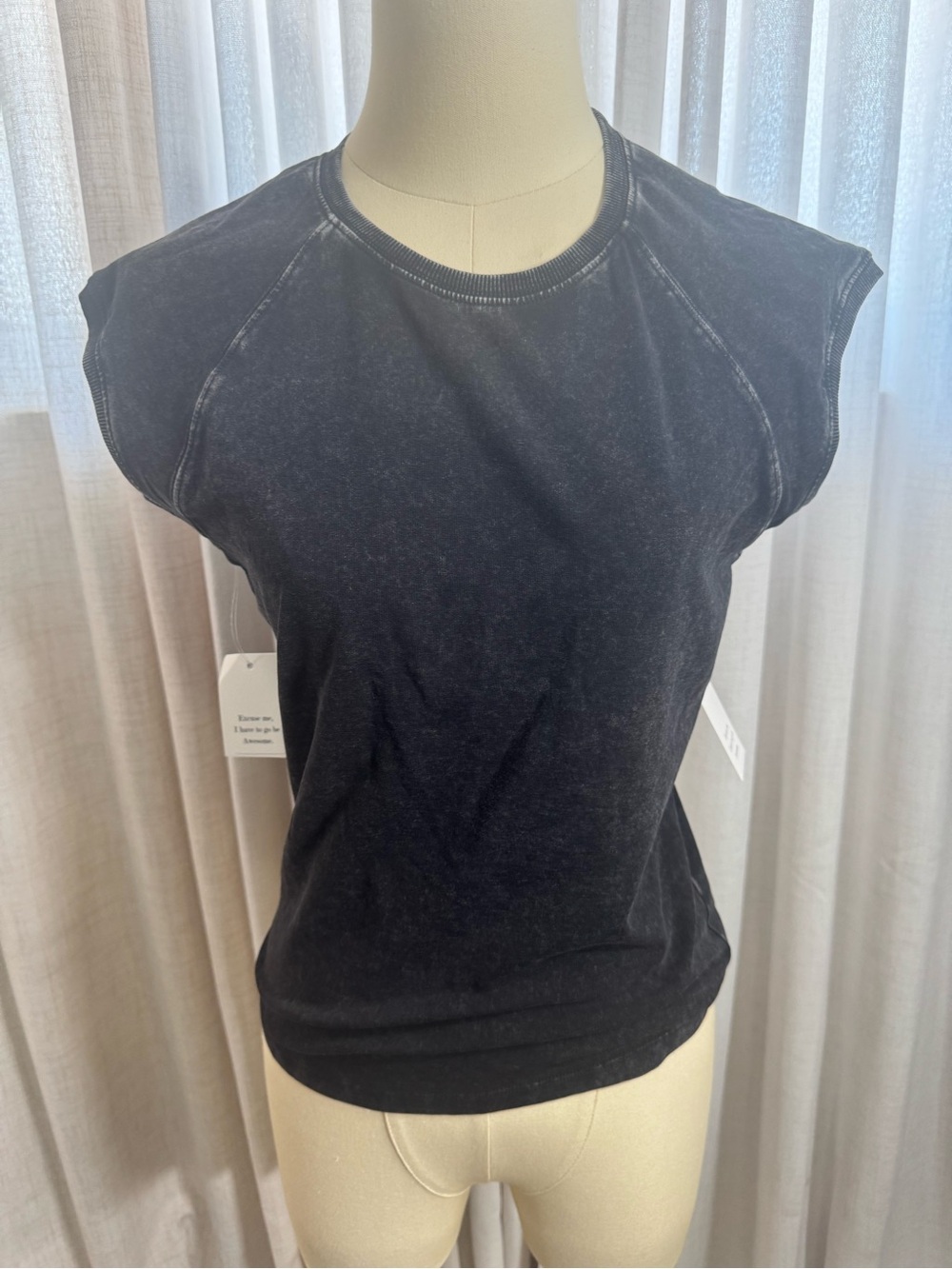 Double Zero Black Washed Cap Sleeve Tee